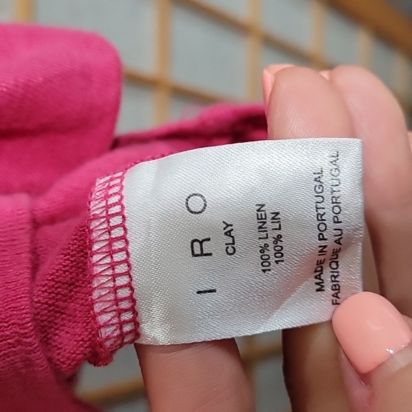 IRO pink 100% linen t-shirt with styled holes - Picture 5 of 10